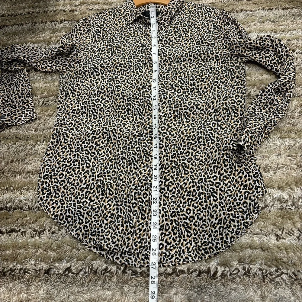 J Crew Size 8 Silk Button Shirt Cheetah Print Top